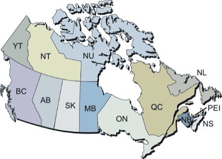 Map of Canada with Provinces