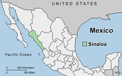 Map of Sinaloa, Mexico