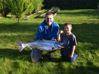 Hans and Karsten Anderssen with a 25 lb salmon